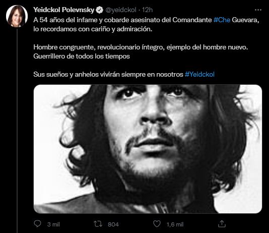 Atajos empeñar Despido Tundieron a Yeidckol Polevnsky por rememorar muerte del Che Guevara: “Eres  ridícula” - Infobae