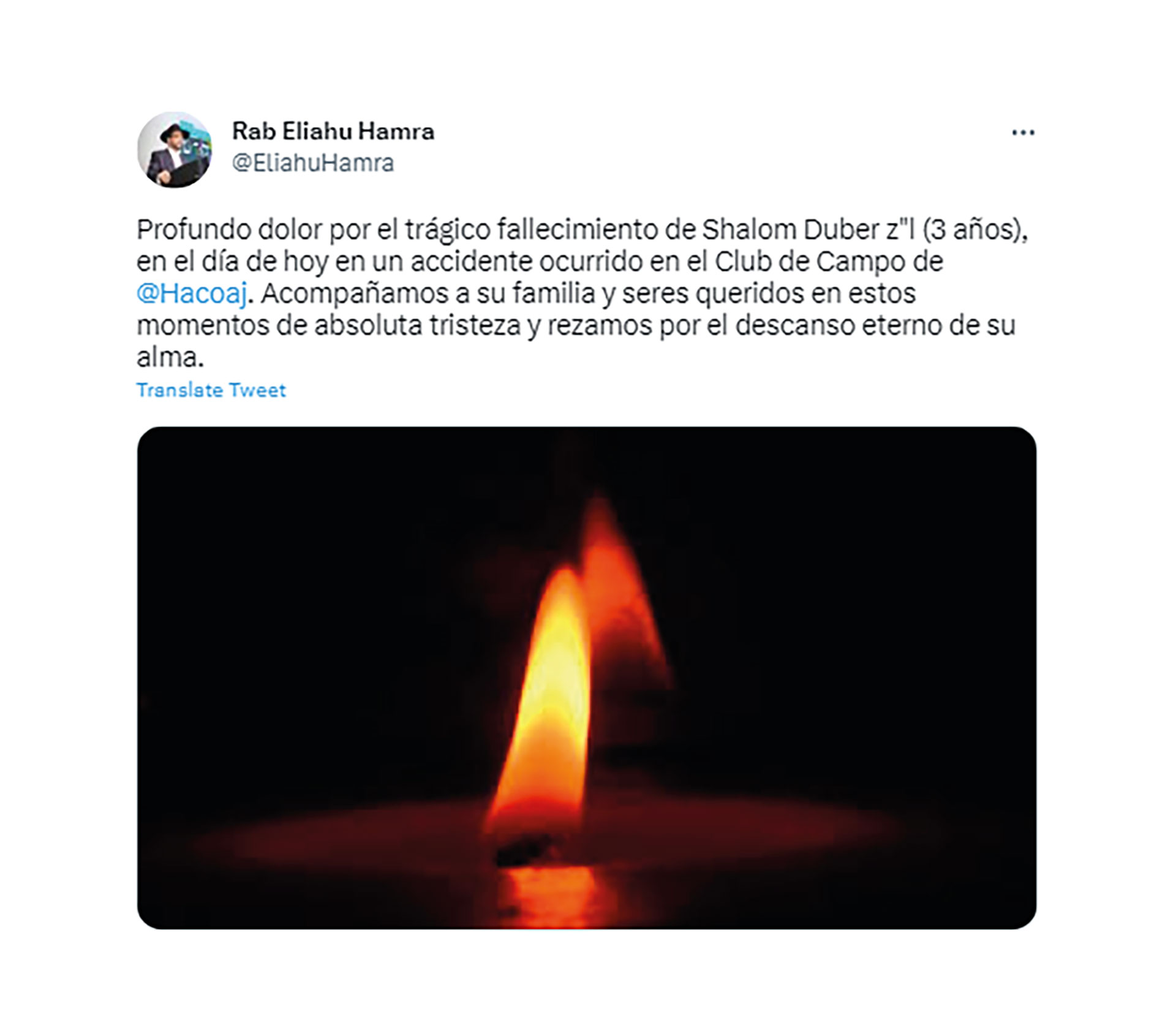 El rabino Eliahu Hamra, de AMIA, dio sus condolencias a a familia