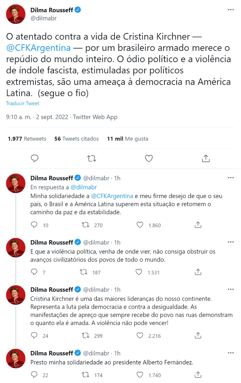 Los mensajes de Dilma Rousseff en Twitter