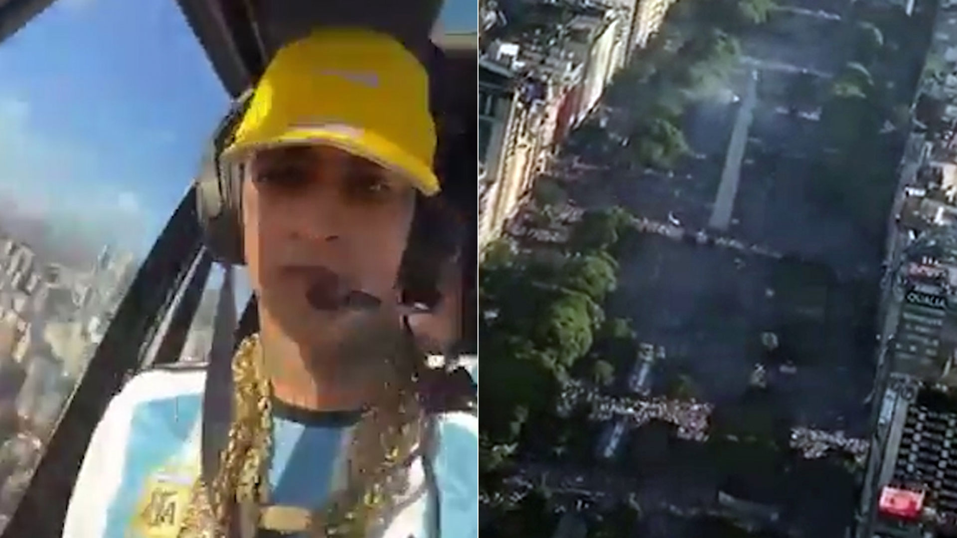 L-Gante sobrevoló los festejos en el obelisco desde un helicóptero: “Somos campeones”