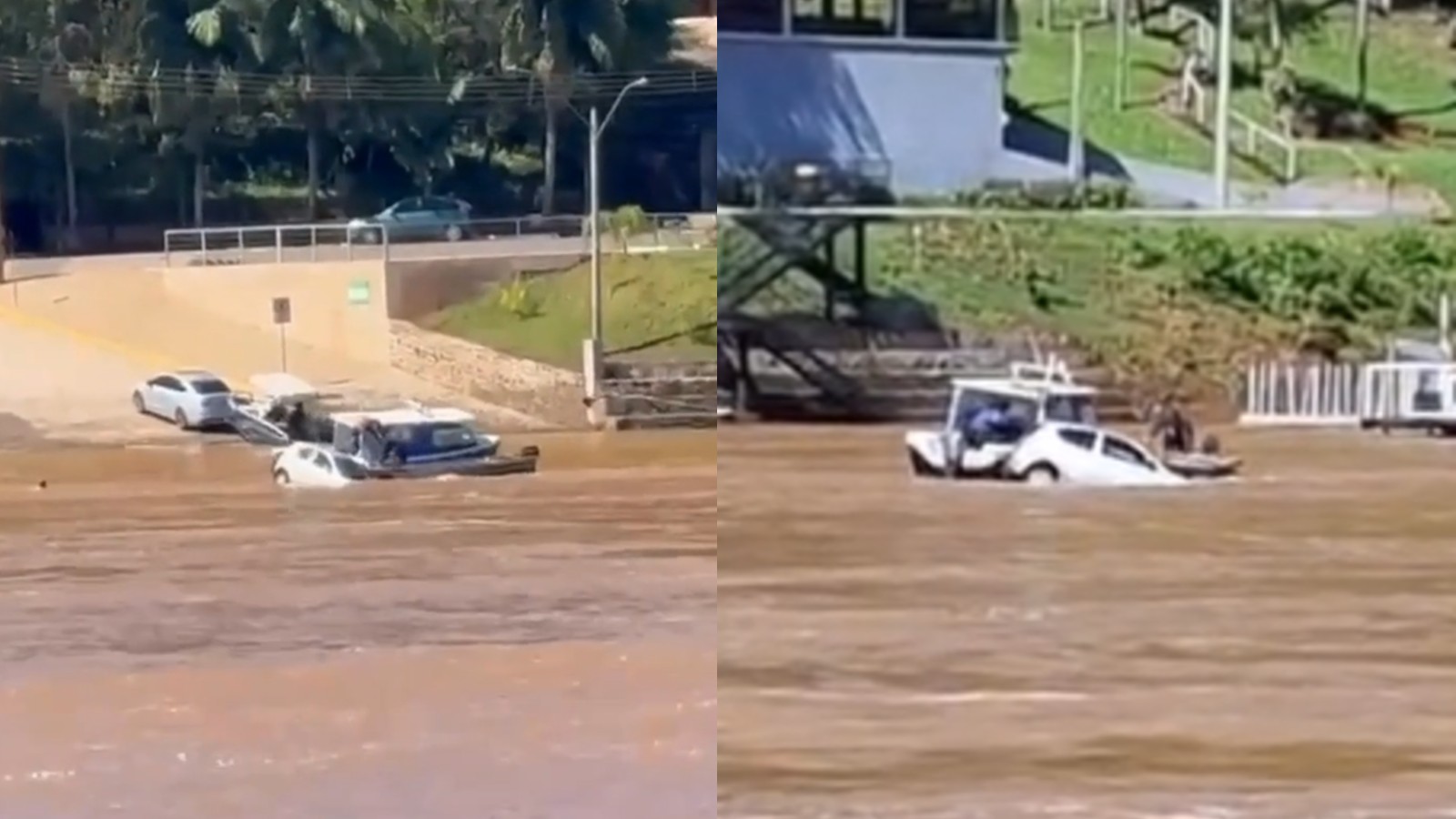 Misiones: un auto intent&oacute; cruzar el R&iacute;o Uruguay en balsa, cay&oacute; al agua y el conductor fue rescatado por Prefectura