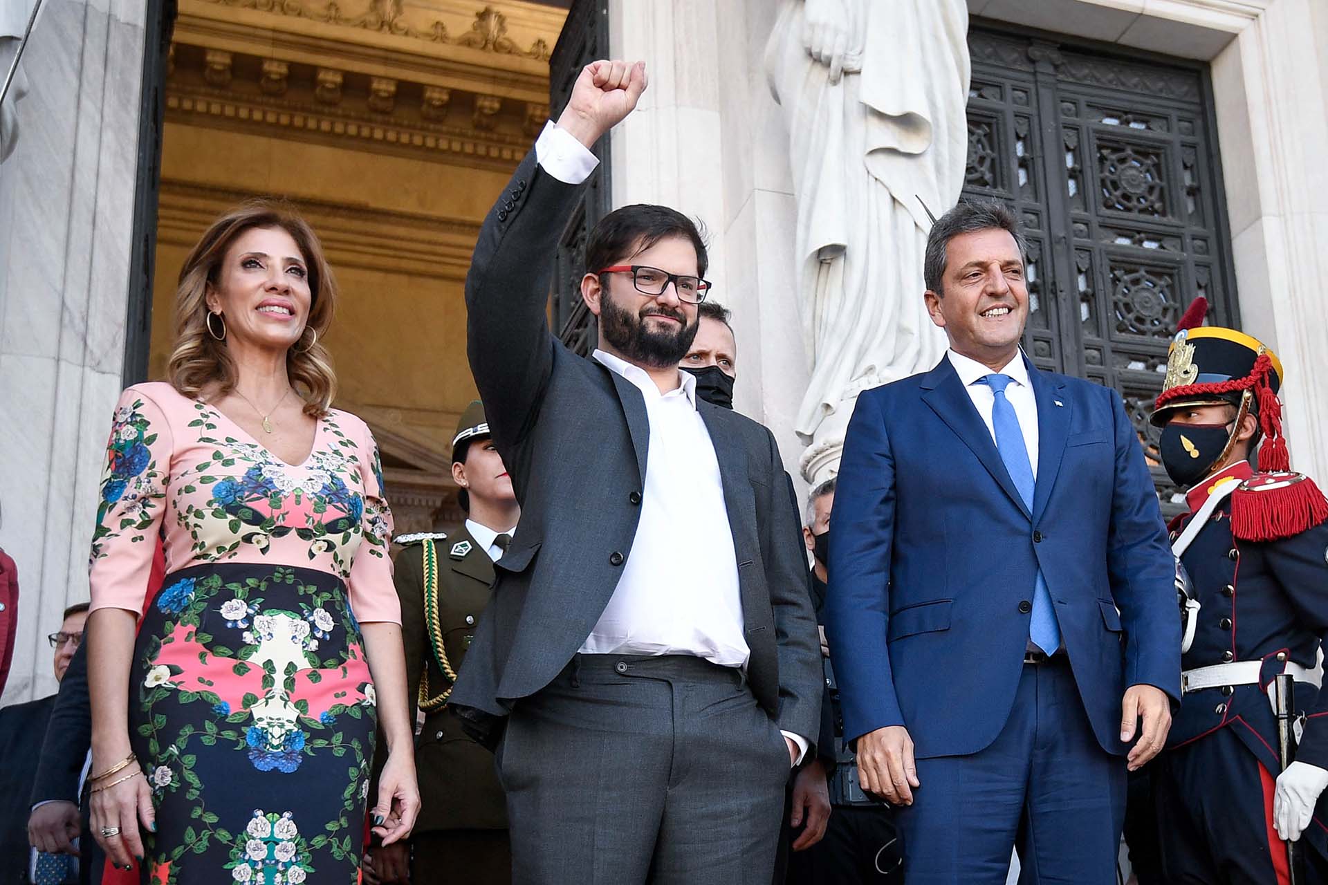 Recientemente, Massa recibió junto a Claudia Ledesma Abdala a Gabriel Boric en el Congreso (Foto: Charly Diaz Azcue / Comunicación Senado)