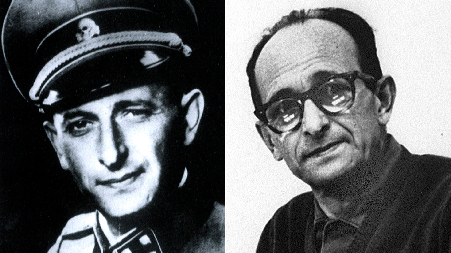Adolf Eichmann como jerarca nazi y cuando fue atrapado por el comando del Mossad en 1960 en la Argentina