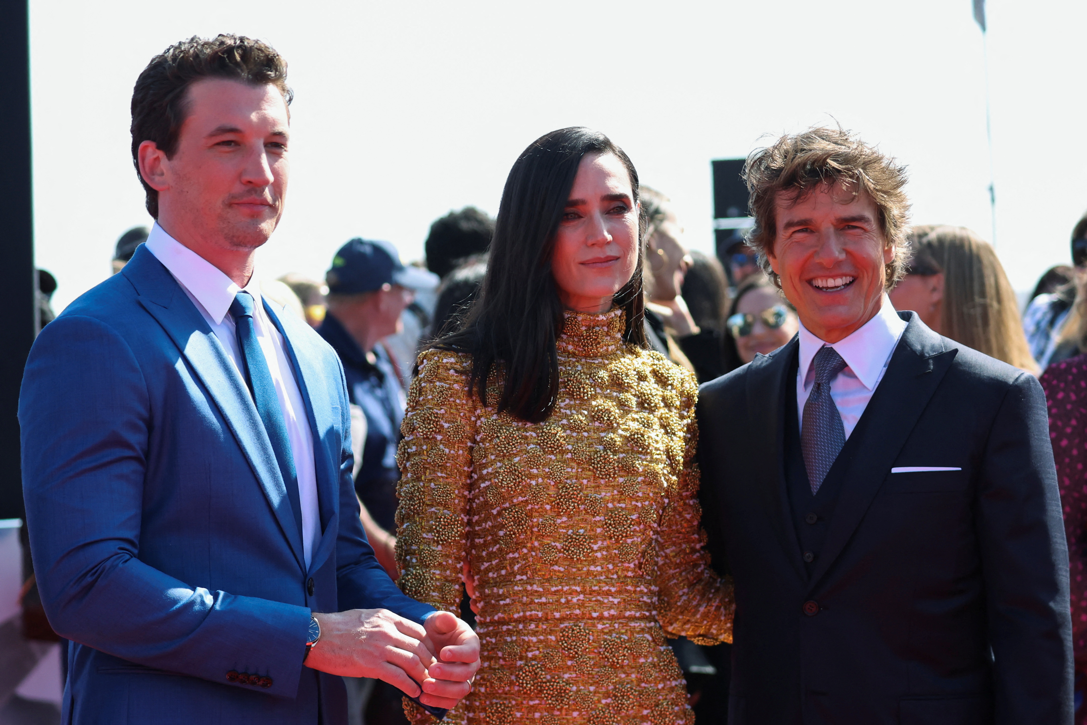 Cast members Miles Teller, Jennifer Connelly and Tom Cruise attend the premiere (Reuters)