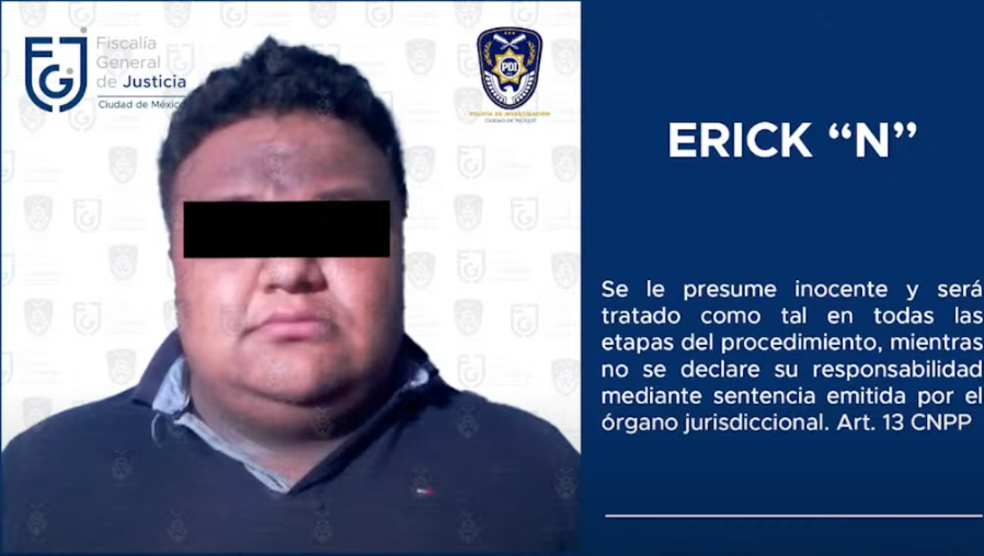 Erick "N", también es señalado como cómplice en la desaparición de los dos jóvenes del Bar Quito Foto: (Fiscalía CDMX)