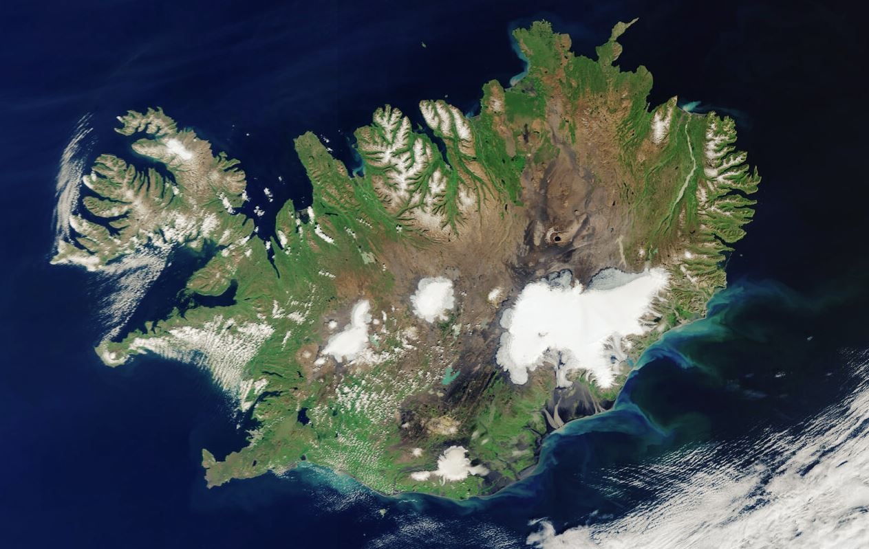 Imagen satelital de Islandia, libre de nubes en agosto de 2020 (Foto: Europa Press / Sebastián Carrasco)