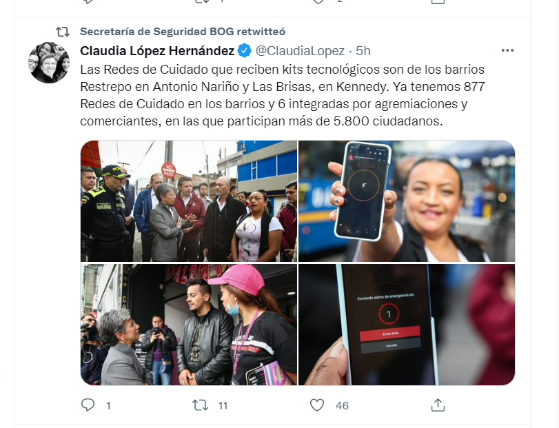 La alcaldesa hizo entrega de estos dispositivos para un trabajo conjunto entre las autoridades y la ciudadanía.
Foto vía @claudialopez