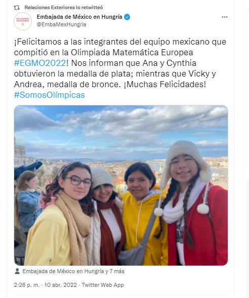 La aerolínea Aeroméxico patrocinó los vuelos redondos a Hungría de las mexicanas que participaron en la Olimpiada (Foto: Twitter@EmbaMexHungria)