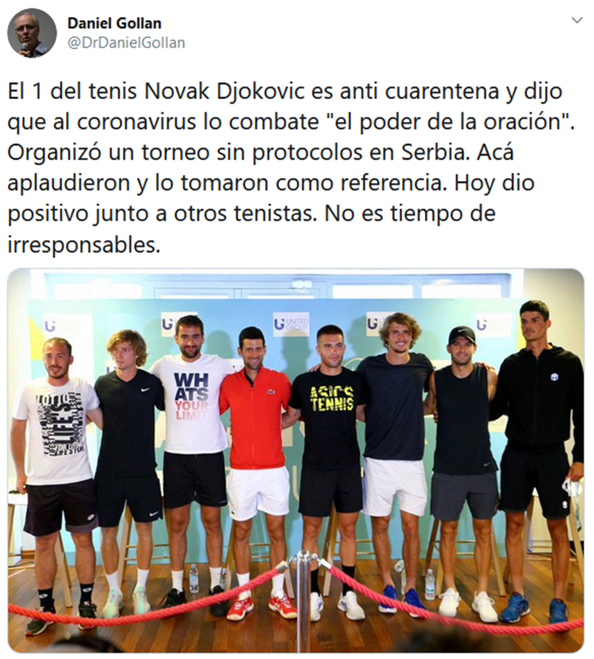 El mensaje del ministro de Salud bonaerense contra el tenista serbio