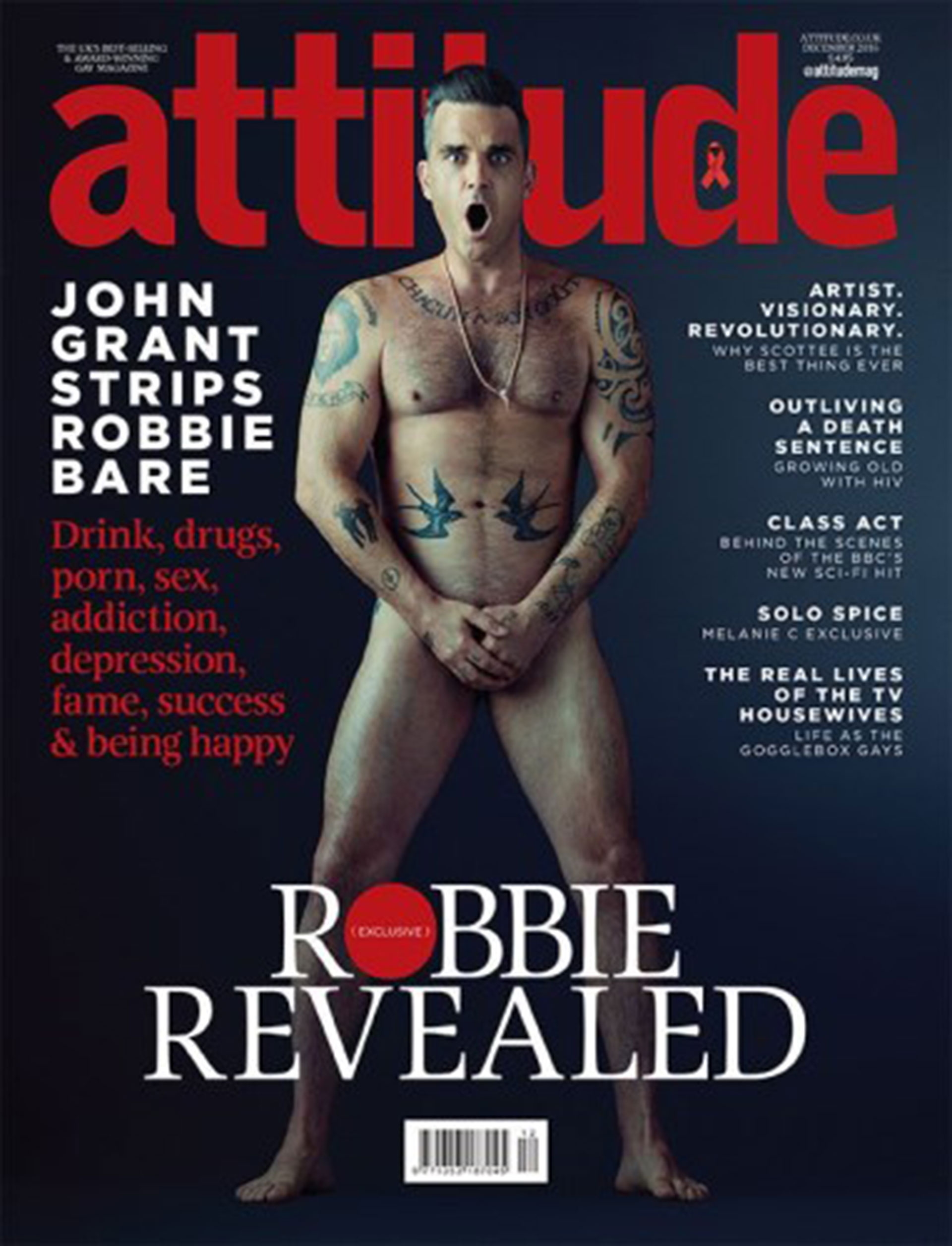 Robbie Williams posó totalmente desnudo para la revista gay "Attitude".