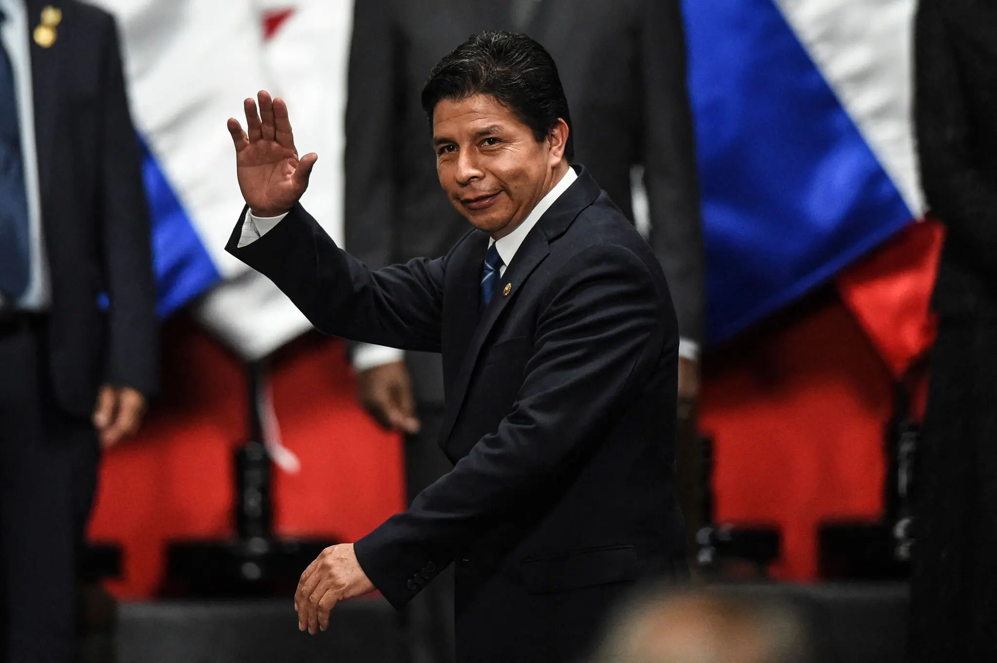 El presidente Pedro Castillo, en Lima, en octubre. Ahora se enfrenta a un tercer intento de juicio político en el Congreso. | Ernesto Benavides/Agence France-Presse — Getty Images