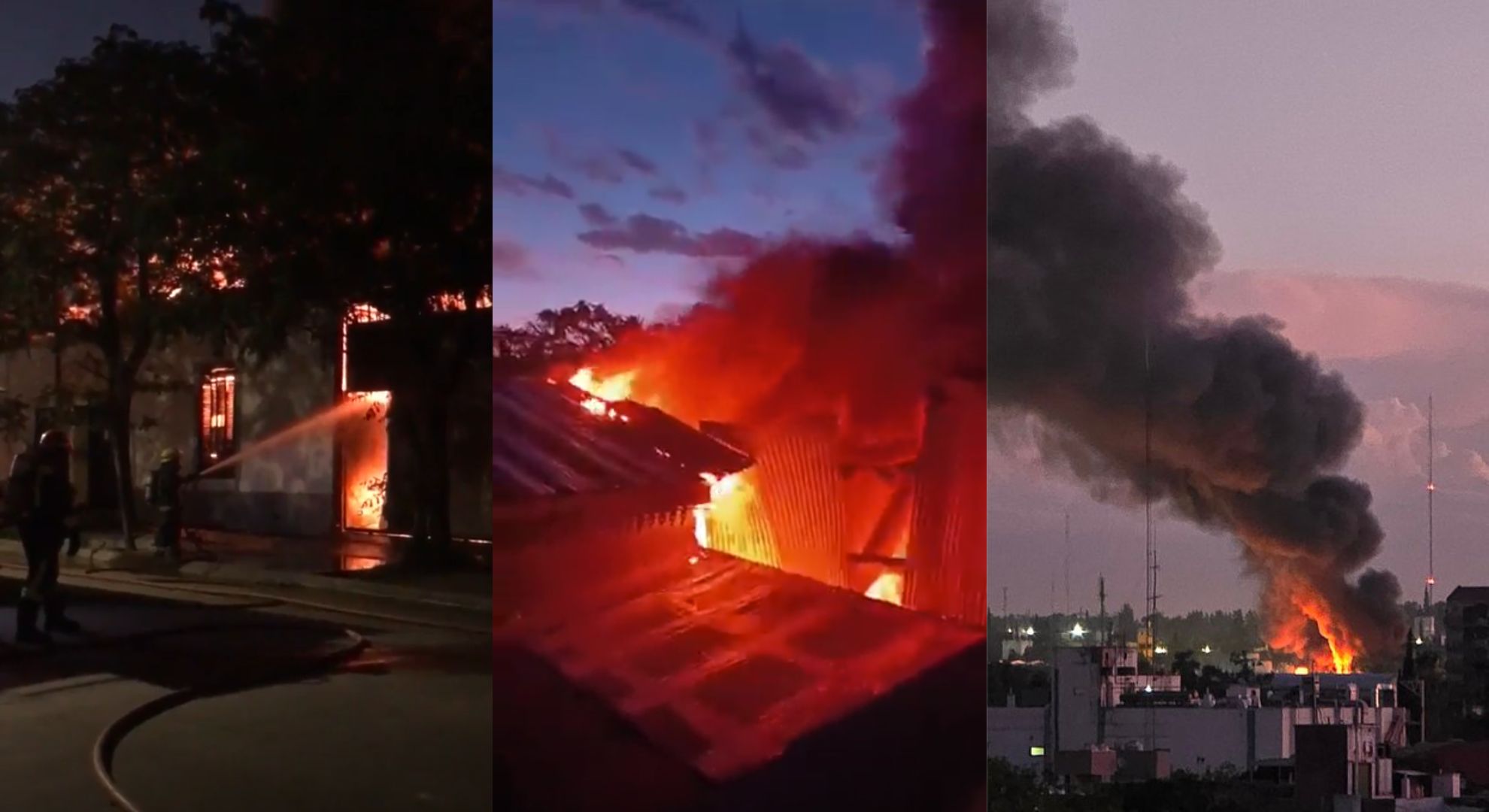 Se incendió una fábrica en Mendoza y el fuego se extendió hacia las casas cercanas