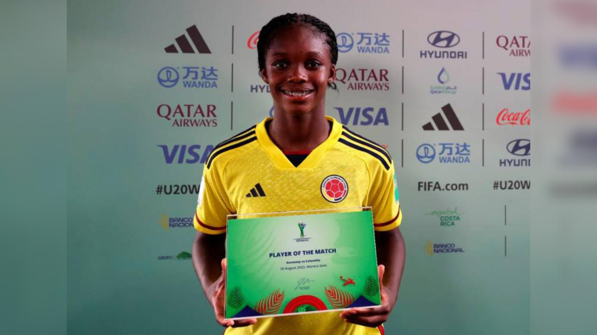 Linda Caicedo, best player of the match against Germany at the 2022 World Cup in Costa Rica. Image: Getty Images.