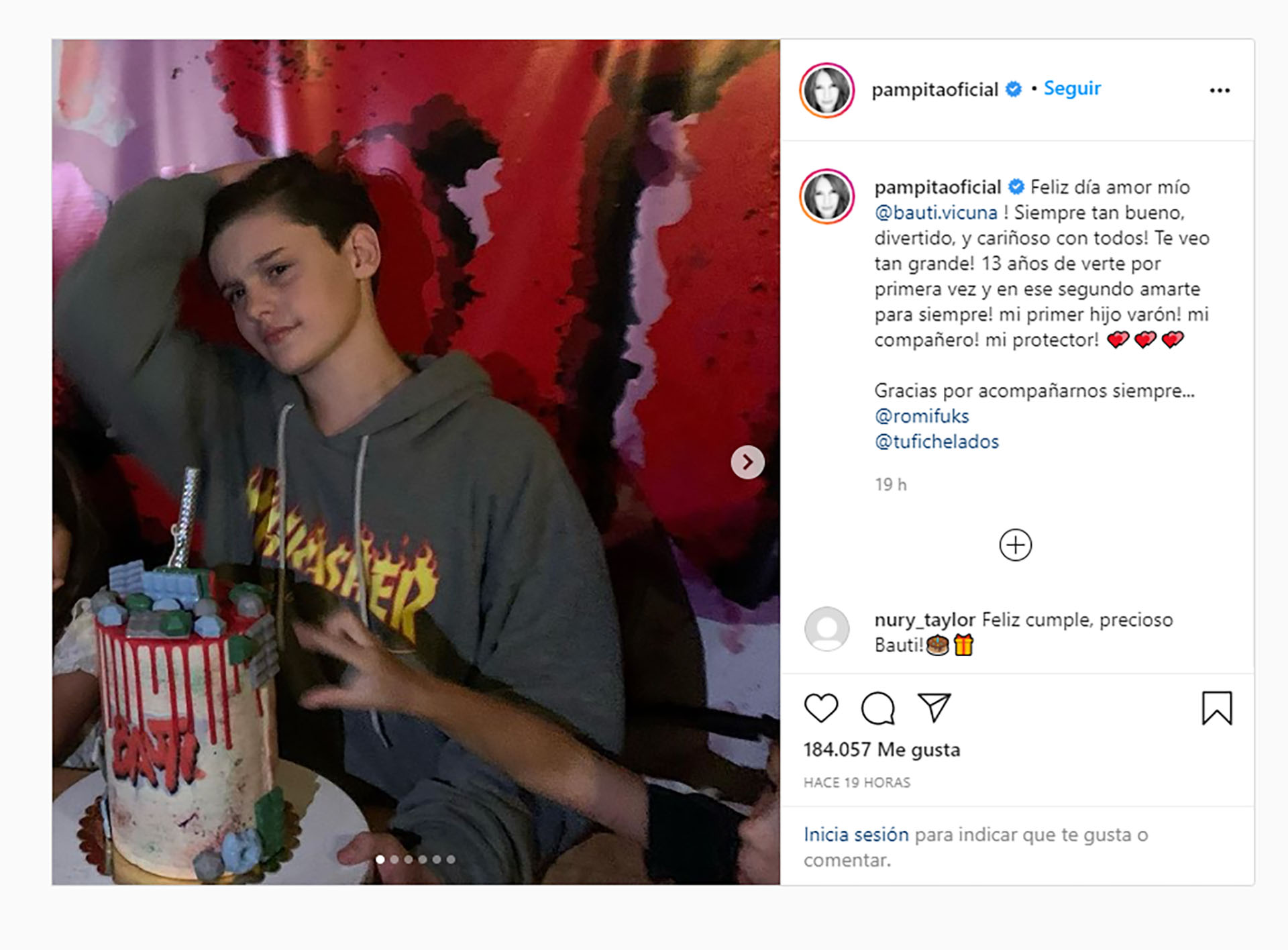 El posteo de Pampita por el cumpleaños de su hijo mayor