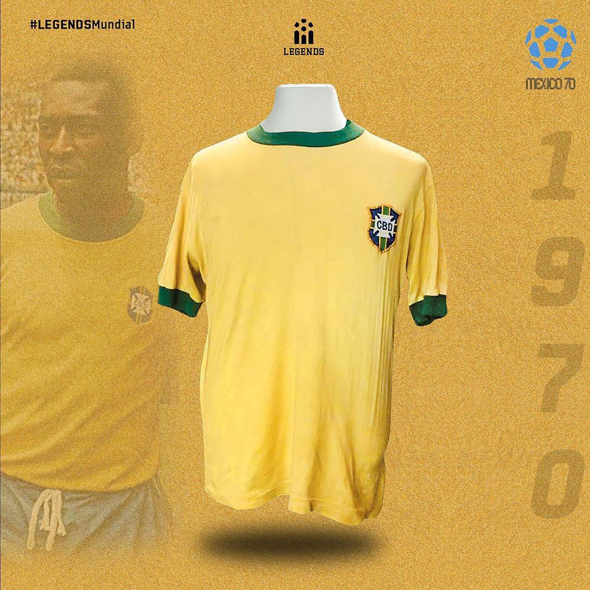 Una de Brasil usada por Pelé en el Mundial de México 70