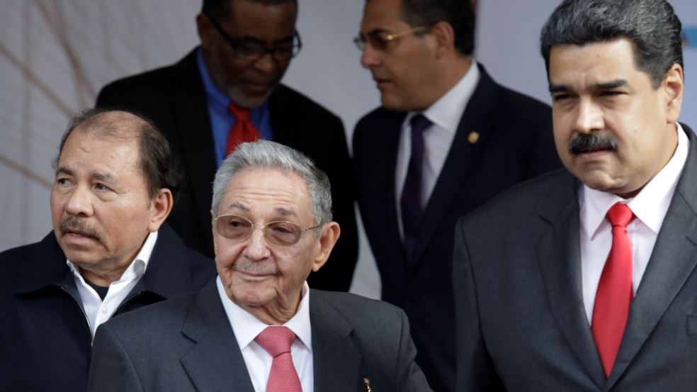 Daniel Ortega, Raúl Castro y Nicolás Maduro
