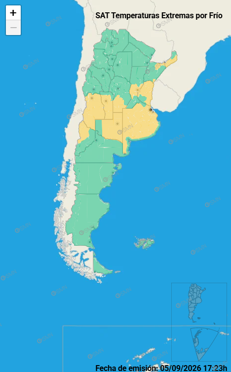 Alerta por fr&iacute;o para el centro del pa&iacute;s, mientras el graupel sorprendi&oacute; a sectores del AMBA