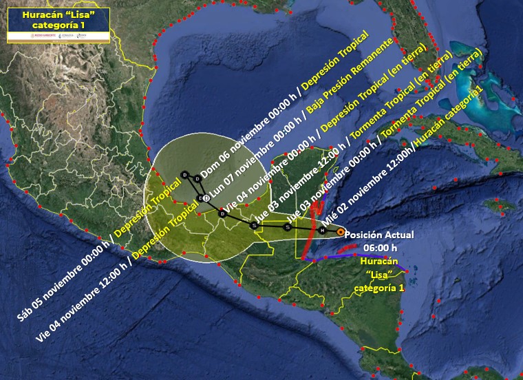 Clima y paso de “Lisa” en México este 02 de noviembre de 2022. Foto: Conagua Clima