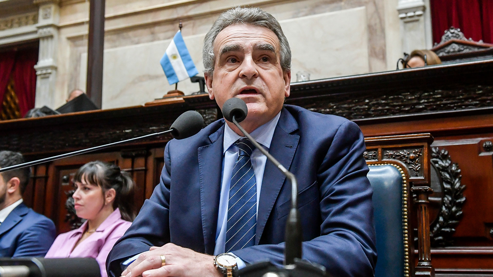 Agustín Rossi, jefe de Gabinete de Ministros, durante la presentación de su informe de gestión ante la Cámara de Diputados. (Jefatura de Gabinete)