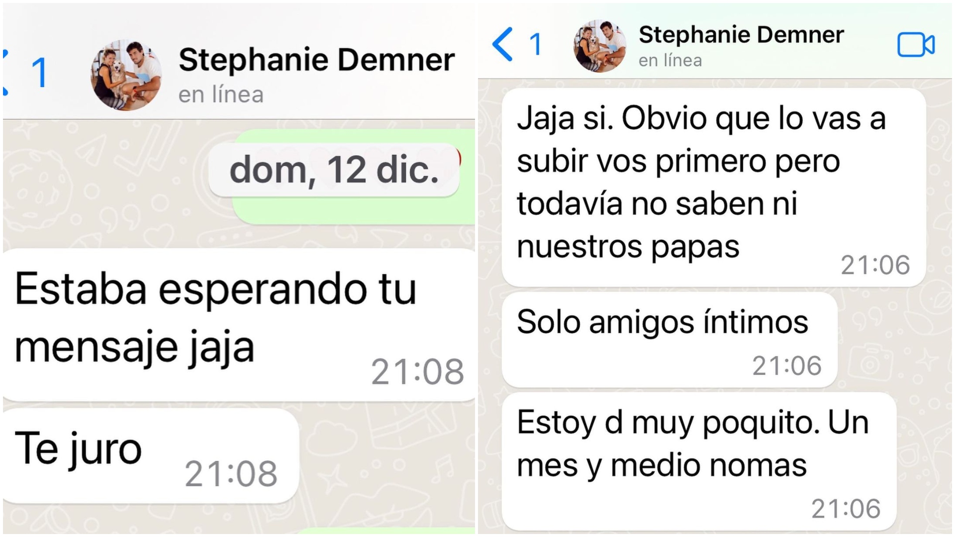 El chat de Ángel De Brito con Stephanie Denmer, en el que ella confirma su embarazo
