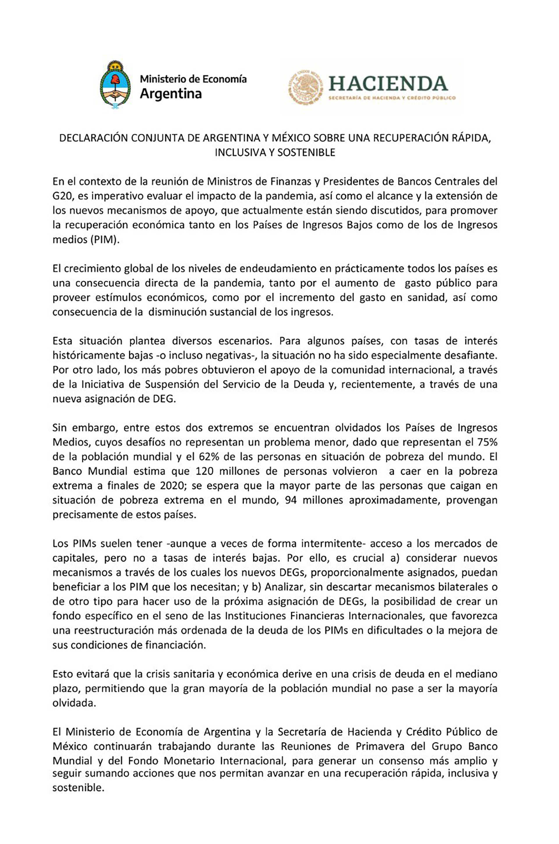 La declaración de Argentina y México