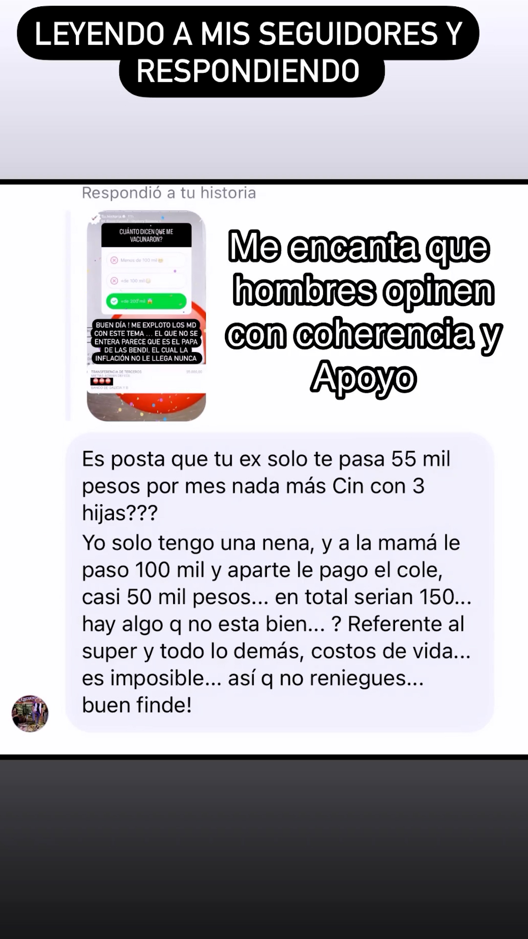 Cinthia Fernández subió capturas de mensajes de sus seguidores dándole fuerza por su pelea contra Matías Defederico (Instagram)