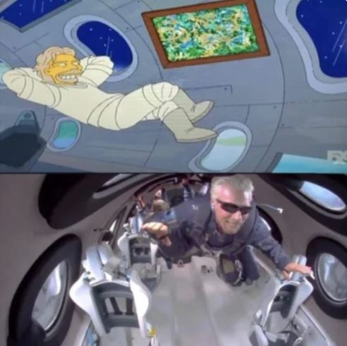 Una escena similar ocurrió dentro de la serie en el episodio The Art of War, en donde un personaje muy aprecido a Richard flota en una nave espacial FOTO: Twitter/VirginAtlantic