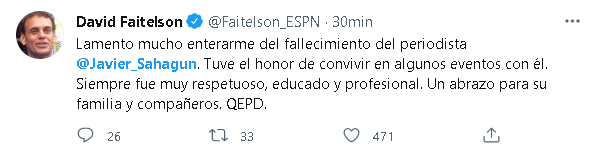 Grandes personalidades de la televisión lamentaron el fallecimiento del narrador (Foto: Captura Twitter)