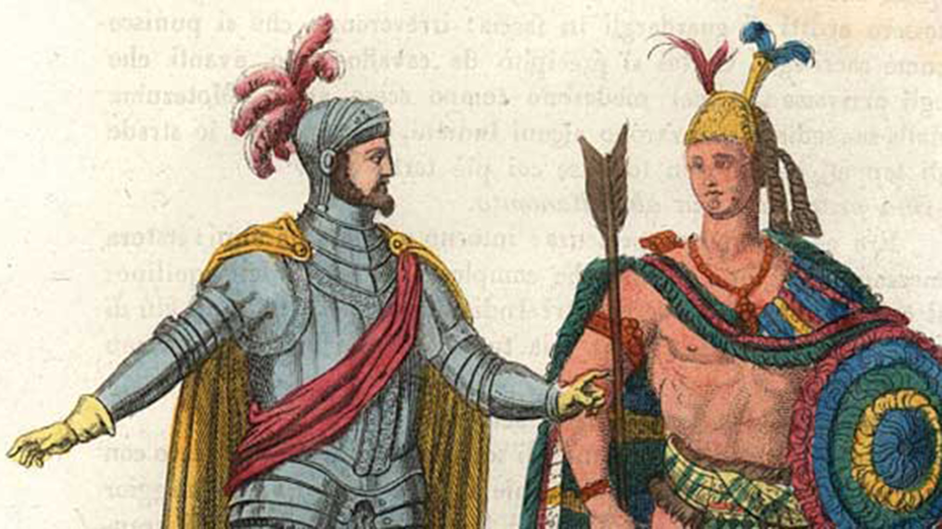 El emperador Moctezuma II y Hernán Cortés. (imagen: lahistoriamexicana.mx)