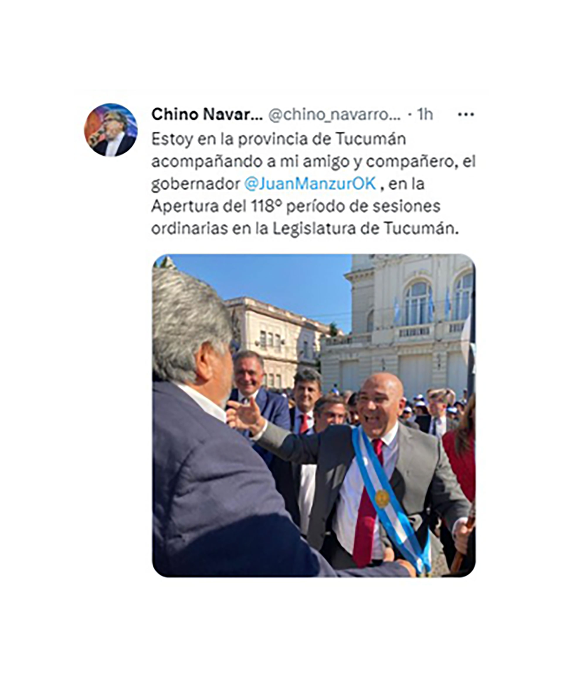 La foto de "Chino" Navarro con Manzur, en Tucumán, lejos del Congreso para el discurso de apertura de sesiones 