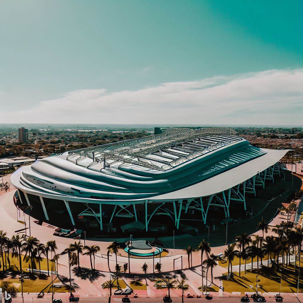 Guillermo Plazas Alcid Stadium of the future designed by Bing Image Creator