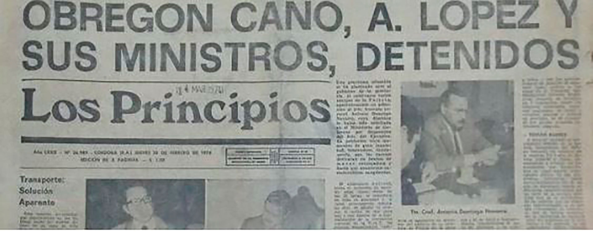 La noticia del Navarrazo en el viejo diario Los Principios de Córdoba