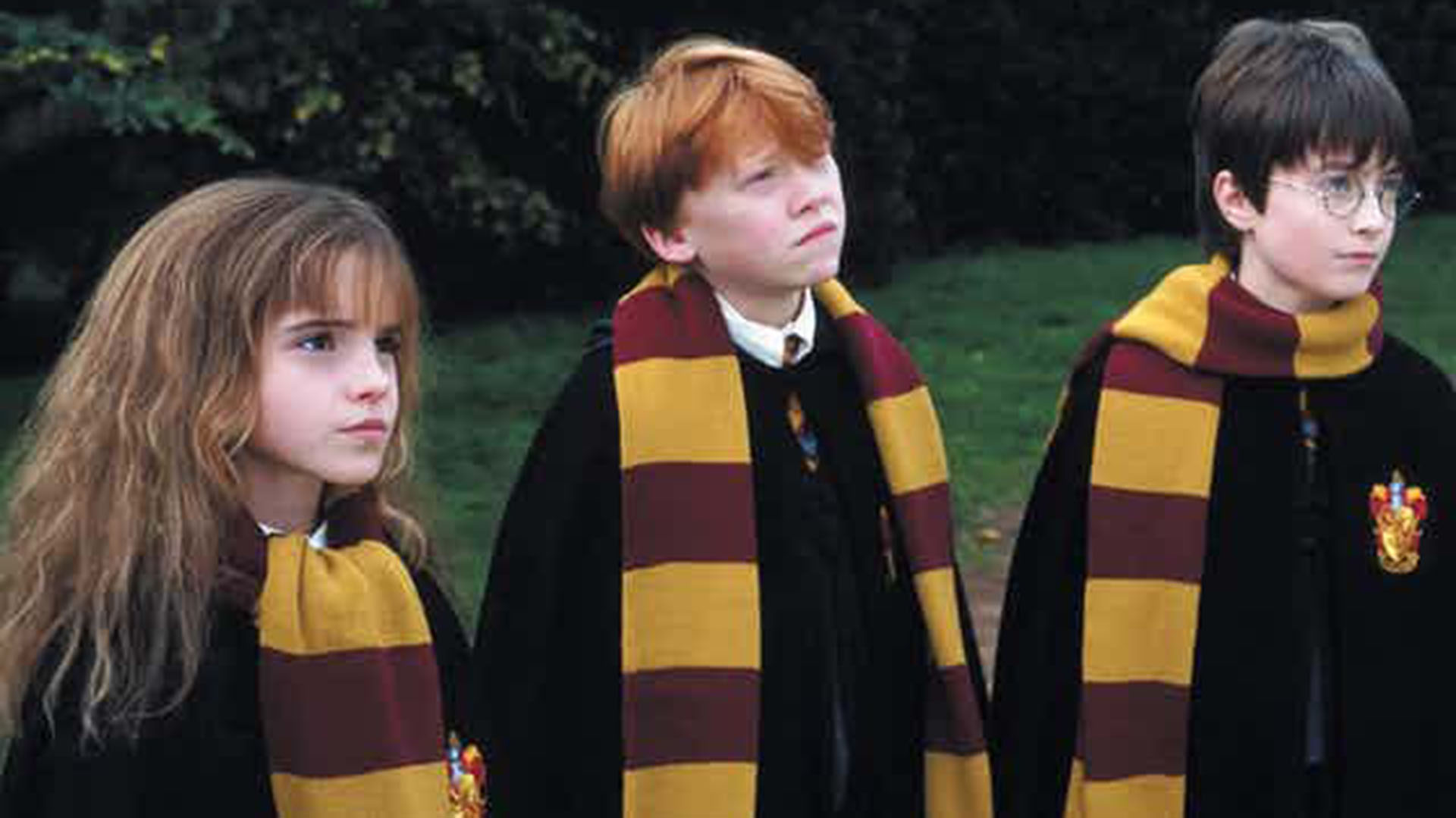 Emma Watson, Rupert Grint y Daniel Radcliffe en una escena de "Harry Potter y la piedra filosofal"