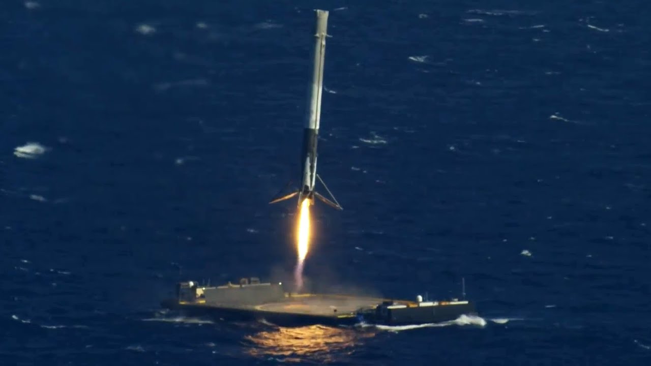 Uno de tantos aterrizajes del cohete Falcon 9 sobre las plataformas flotantes de SpaceX.  (Foto: SpaceX)