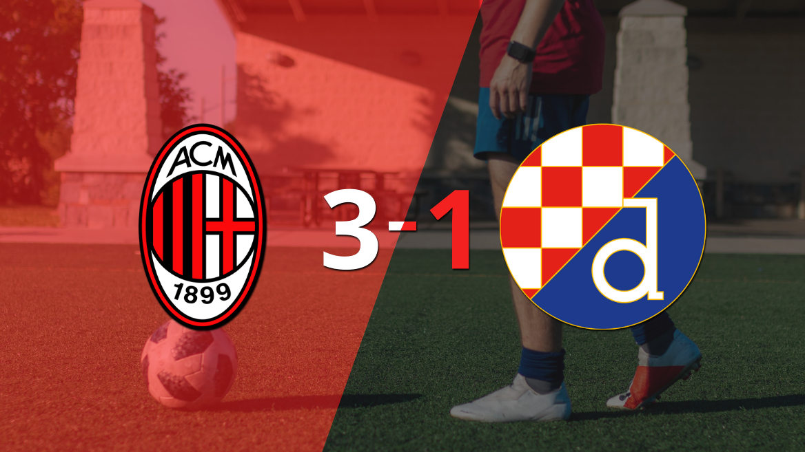 Sin muchas complicaciones, Milan goleó 3-1 a Dinamo Zagreb