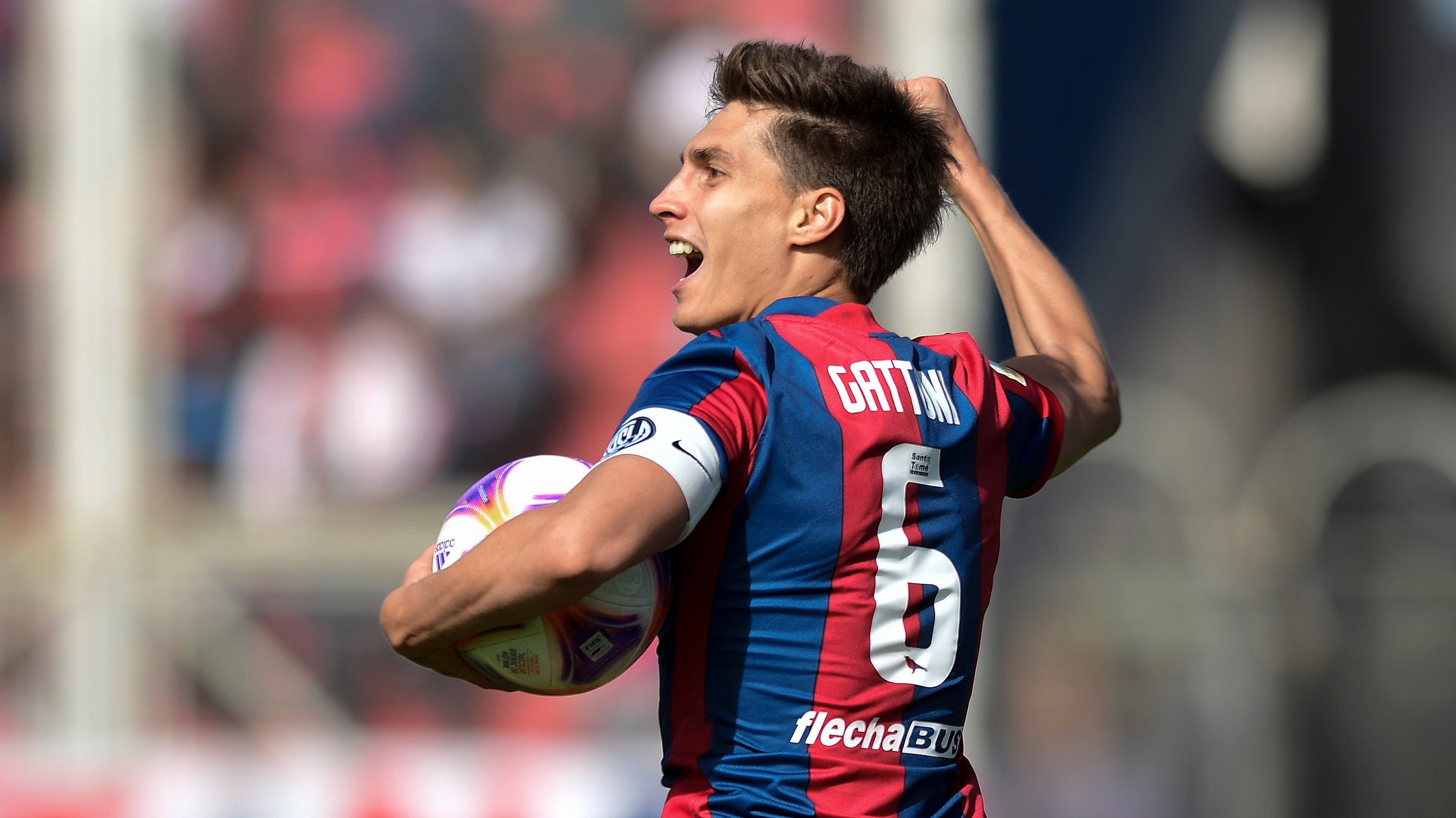BUENOS AIRES, ARGENTINA - AUGUST 27, 2022 - Federico Gattoni of San Lorenzo celebrates after scoring his team's first goal during a match between San Lorenzo and Rosario Central.  (Photo by Gustavo Garello/Jam Media/Getty Images)