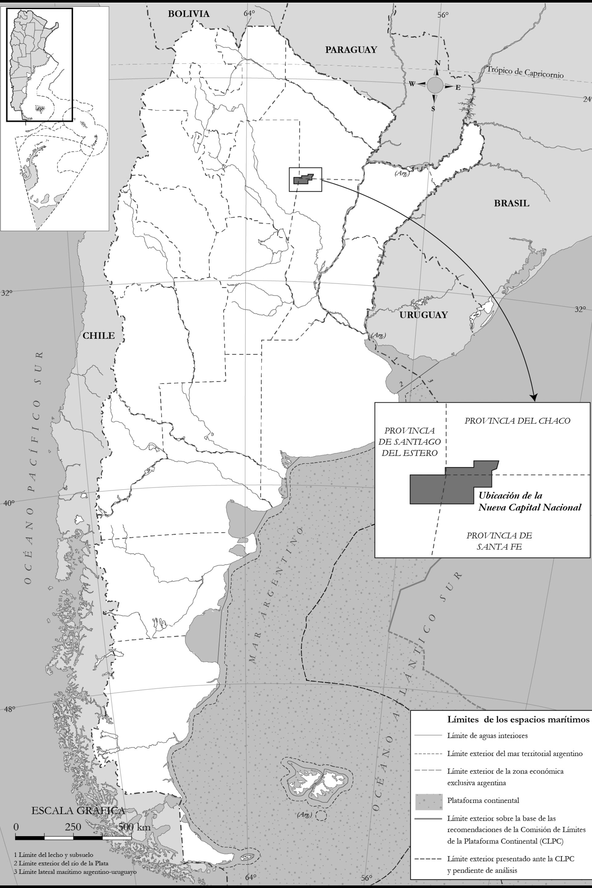 En su libro, Grabois incluye la ubicación que propone para la nueva capital argentina.