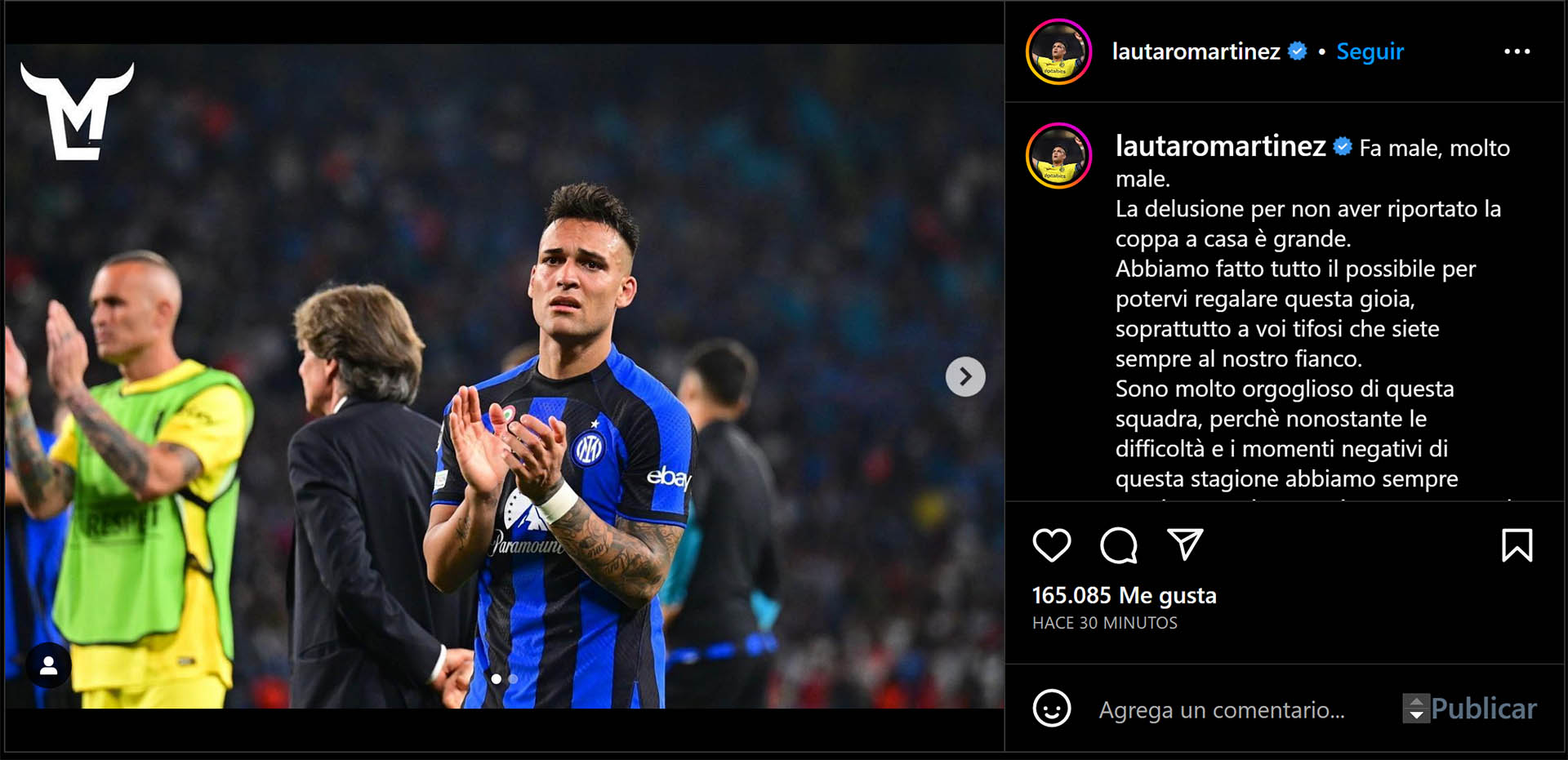 “duele Y Mucho” La Sentida Carta De Lautaro Martínez Después De Perder