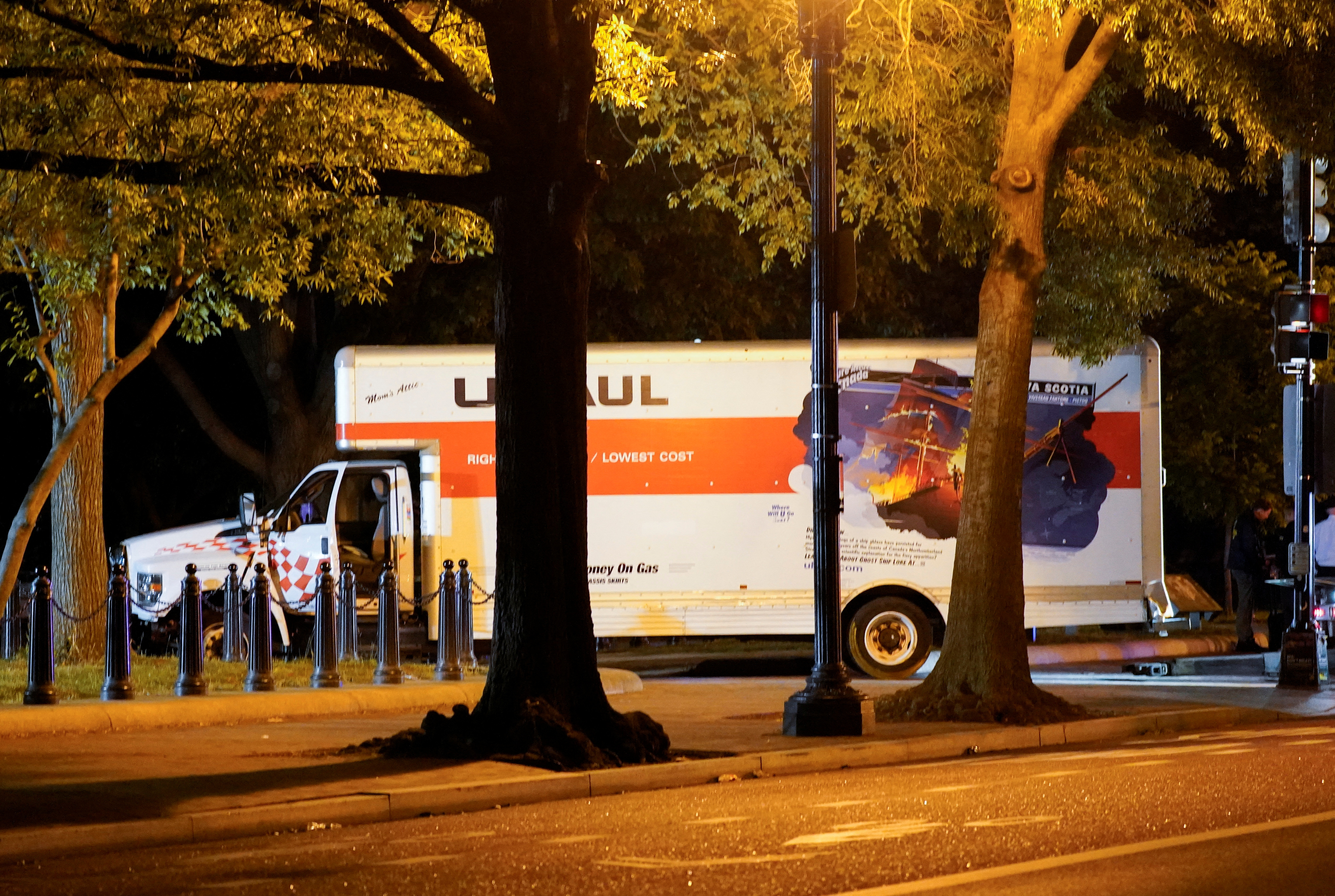 The vehicle drove into the security barriers in Lafayette Square.  (PHOTO: REUTERS/Nathan Howard)
