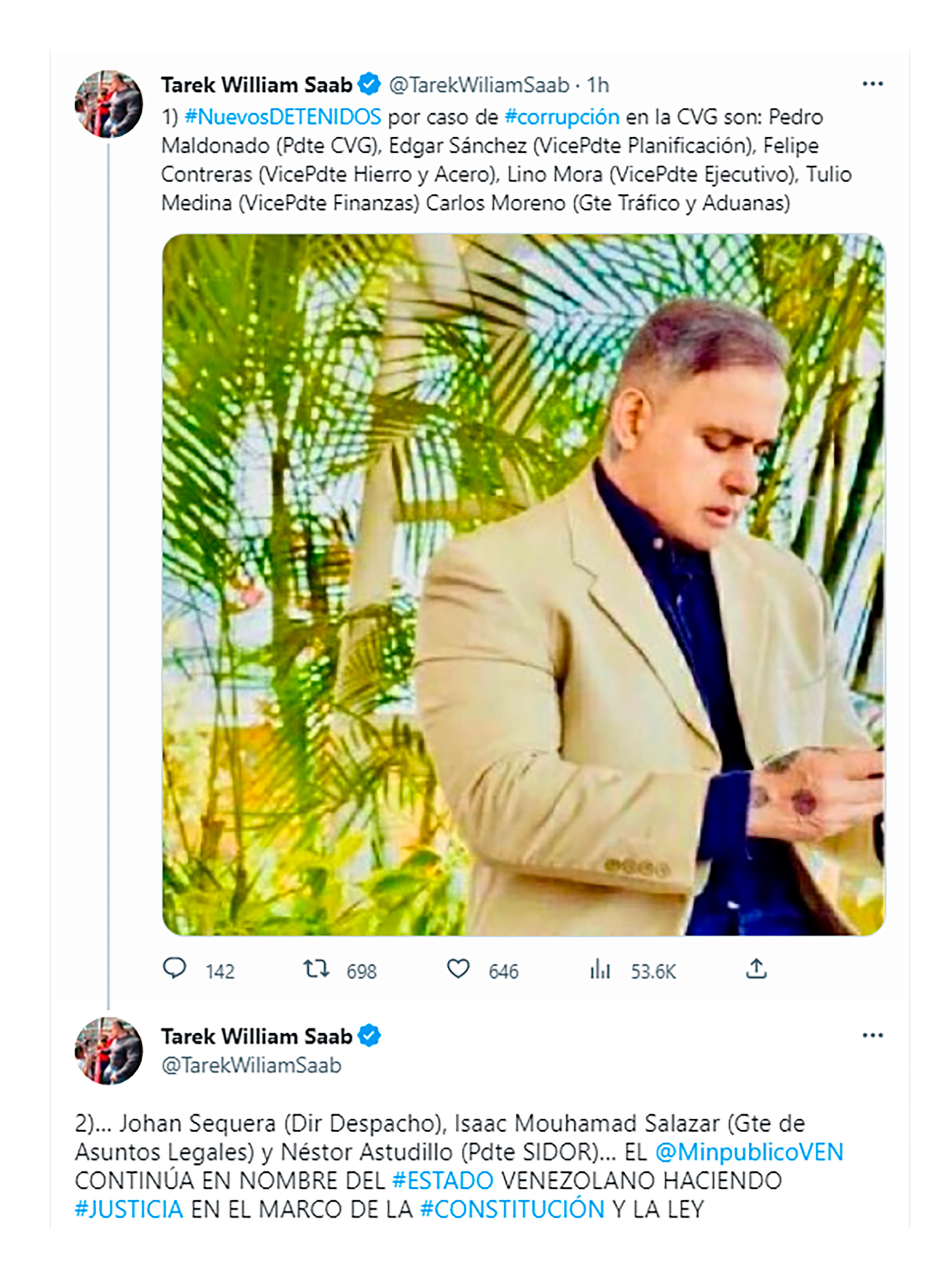 El tuit de Tarek William Saab, fiscal general de la dictadura venezolana