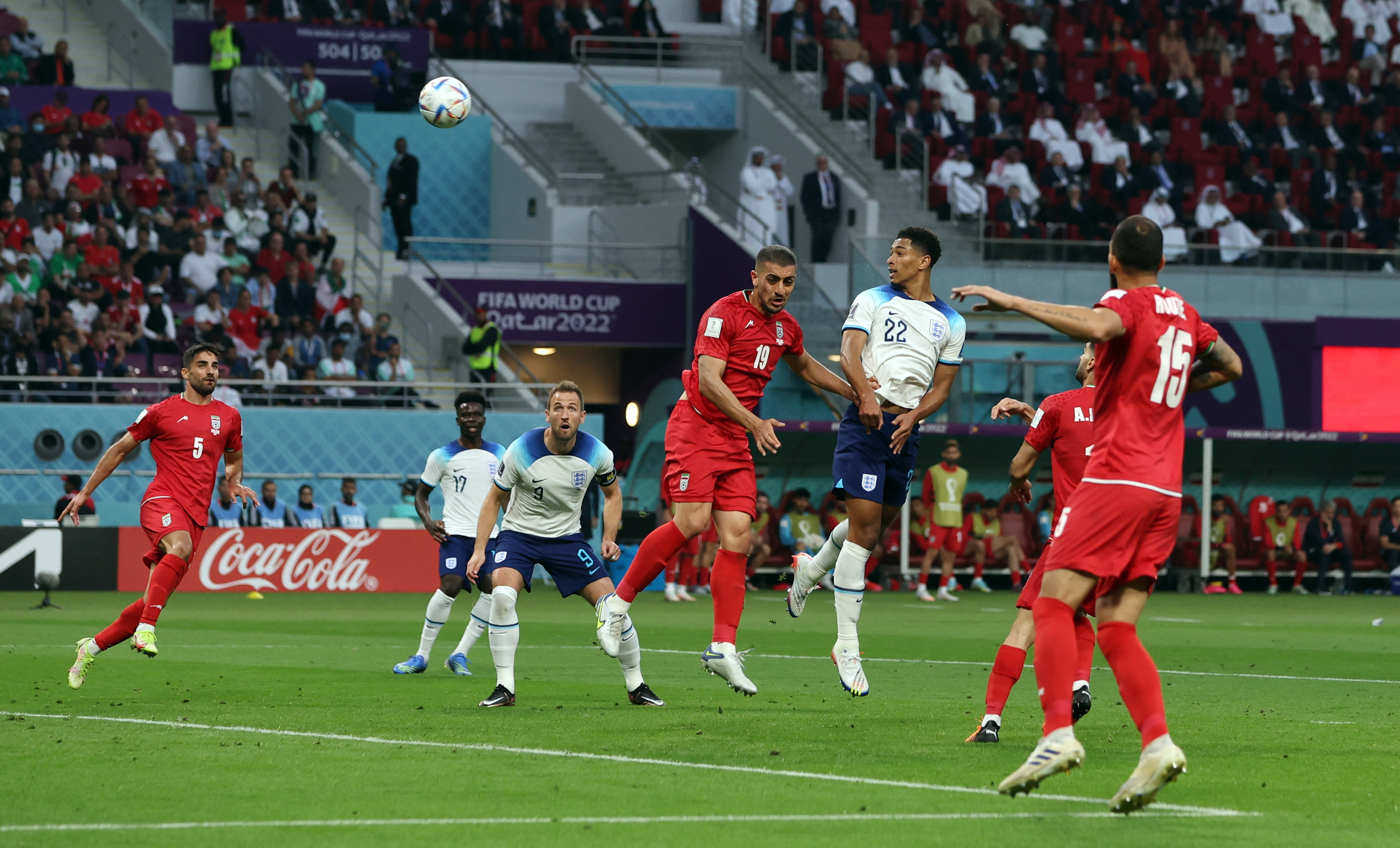Soccer Football - FIFA World Cup Qatar 2022 - Group B - England v Iran - Khalifa International Stadium, Doha, Qatar - November 21, 2022 England's Jude Bellingham scores their first goal REUTERS/Paul Childs