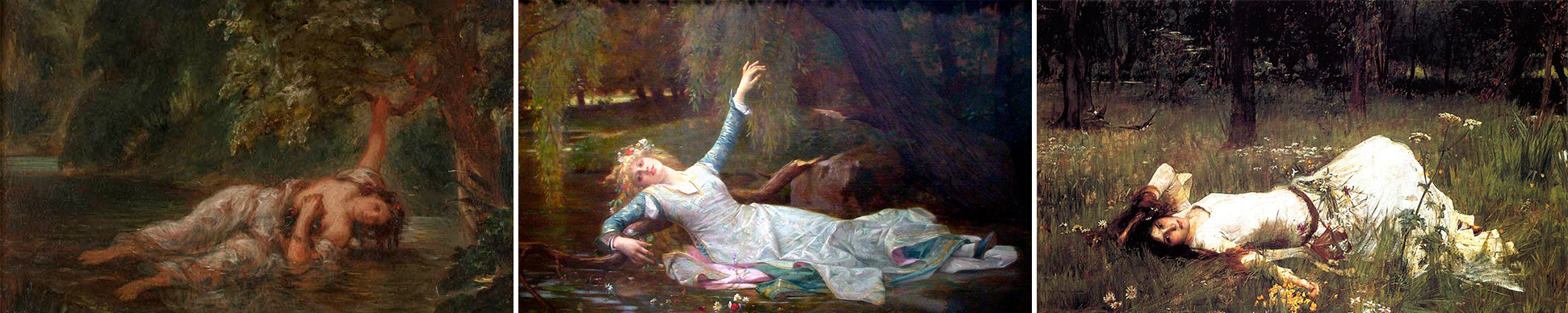 "Ofelia" por Delacroix, Cabanel y Waterhouse