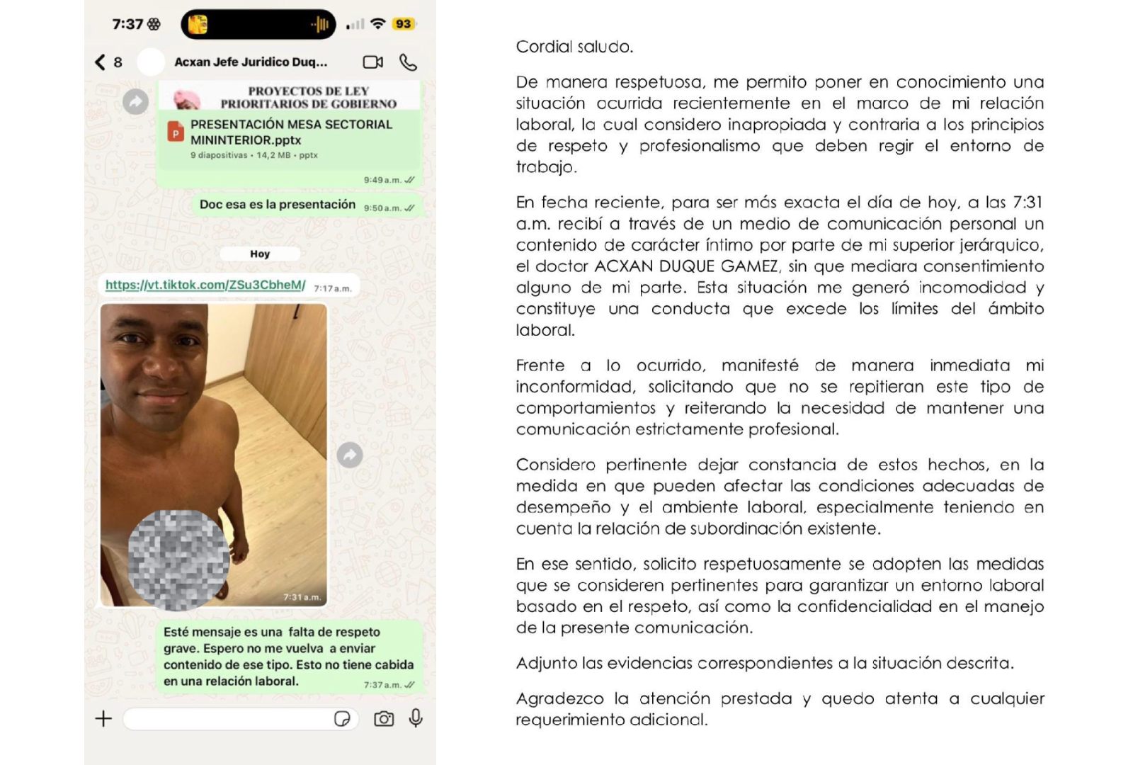 Renunció el viceministro de Igualdad, Acxan Duque Gamez, tras denuncia de acoso sexual: “Es asqueroso” - Infobae