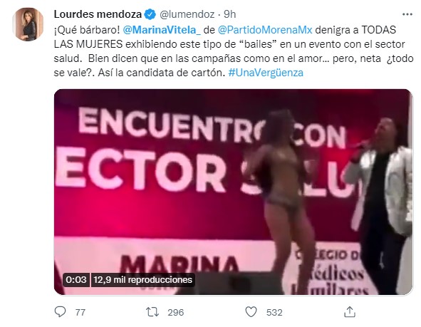 Lourdes Mendoza estalló contra el partido guinda por denigrar a las mujeres (Foto: Twitter/@lumendoz)