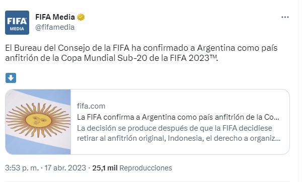 La comunicación oficial de la FIFA