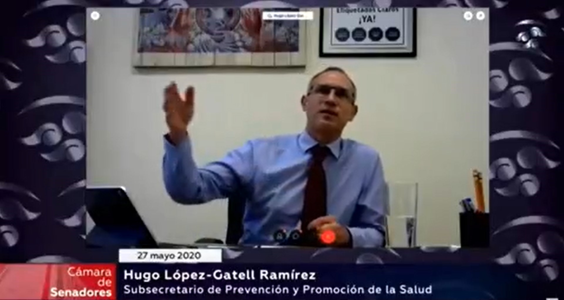 López-Gatell compareció de manera remota ante la Jucopo del Senado (Foto: Captura de pantalla Twitter @HLGatell)