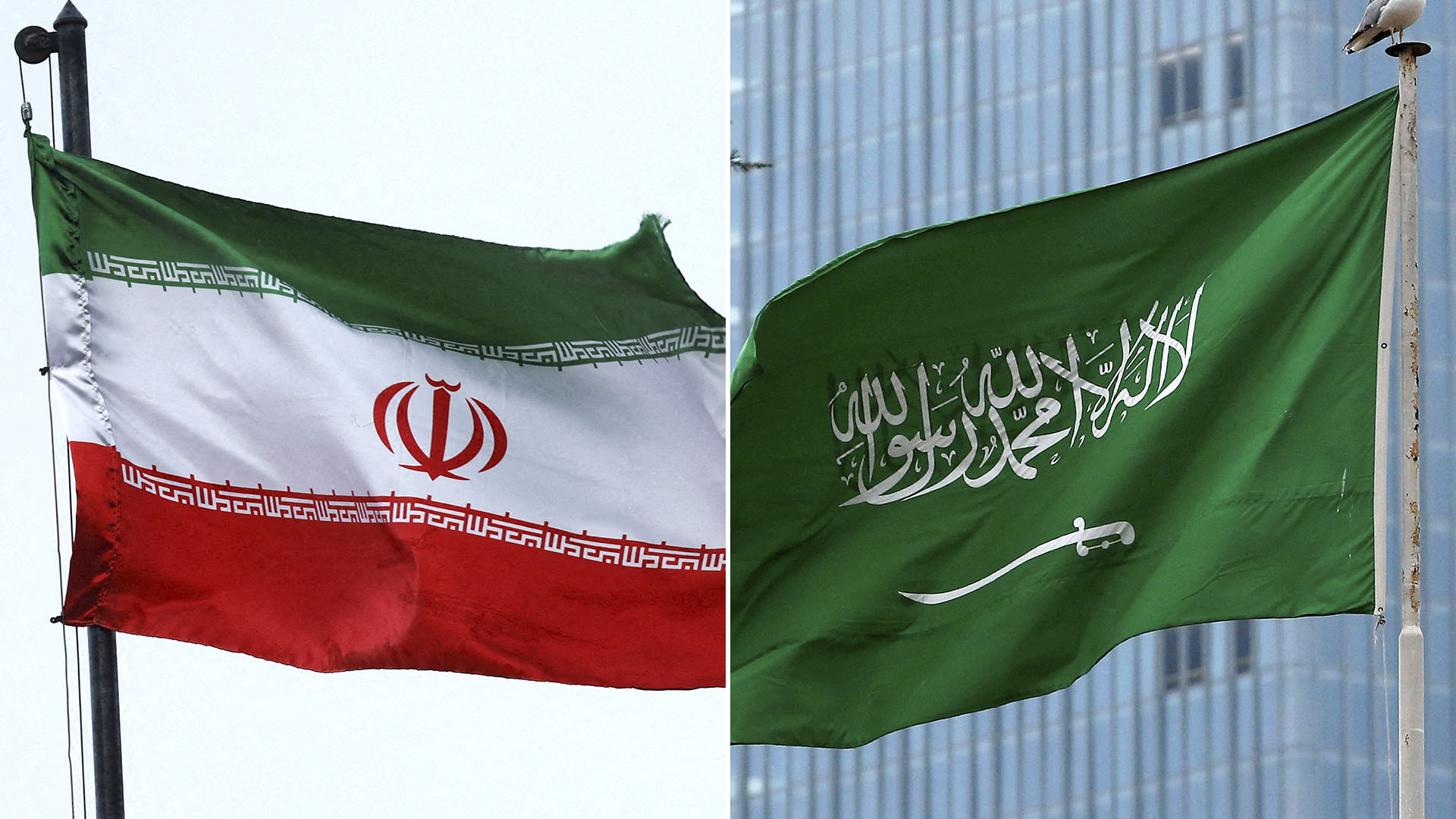 Las banderas de Irán y Arabia Saudita