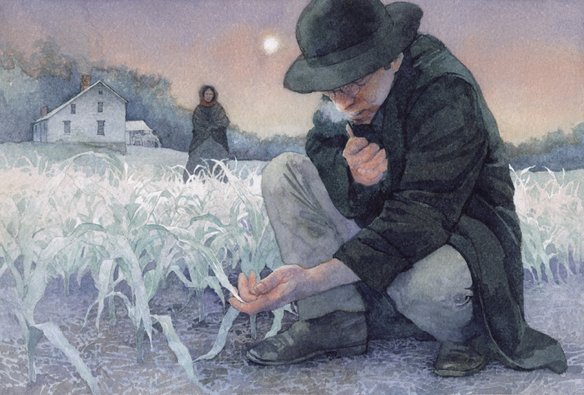Las cosechas heladas en el año sin verano (Ilustración de Greg Harlin y Wood Ronsaville Harlin para la Revista Smithsonian)