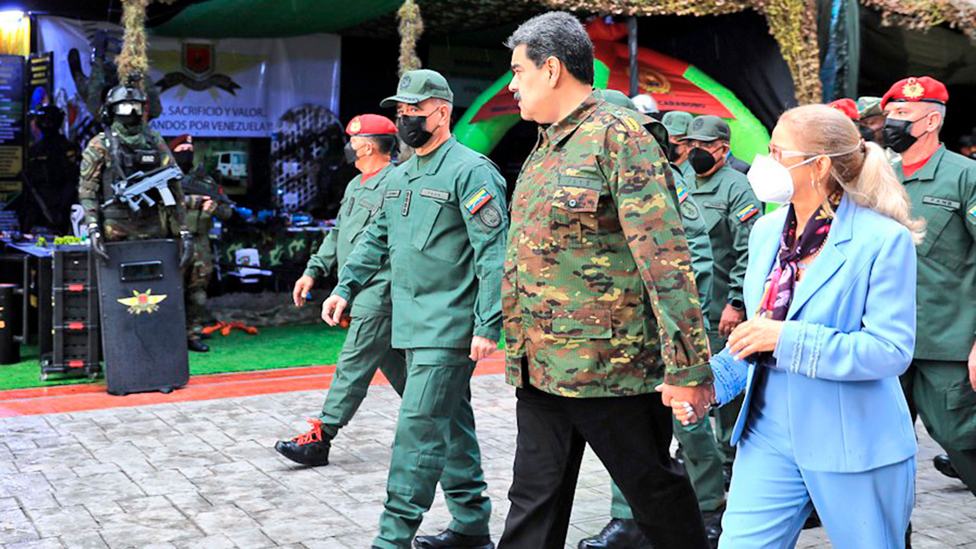 Arrival of dictator Nicolás Maduro to the reception of the Bolivarian Armed Forces (Venezuela Presidency)