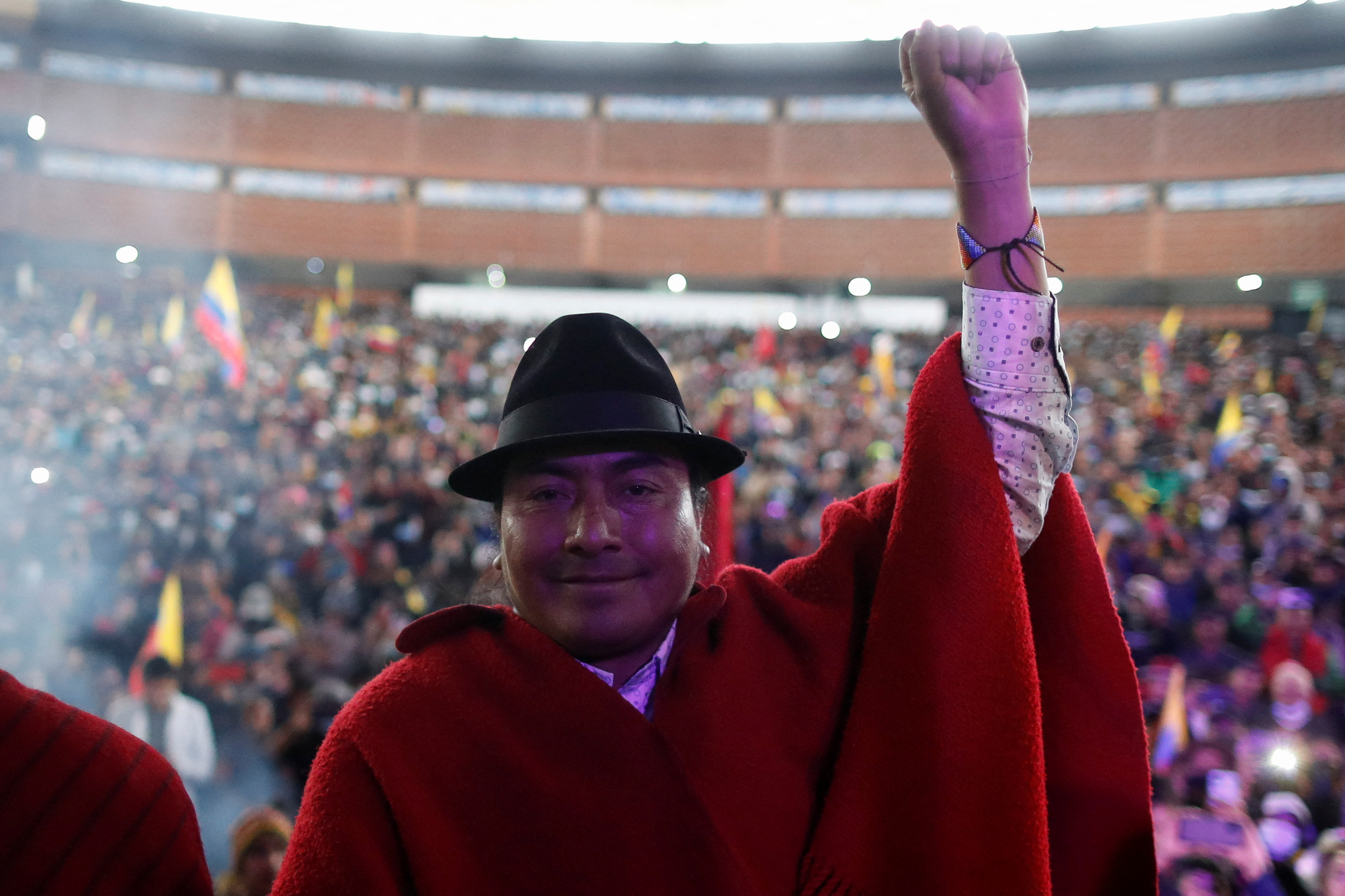 En junio de 2022, Leonidas Iza, líder de la Conaie, llegó a un acuerdo con el gobierno de Guillermo Lasso para detener las protestas. (REUTERS/Adriano Machado)